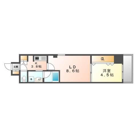 アルル国泰寺(2K/11階)の間取り写真