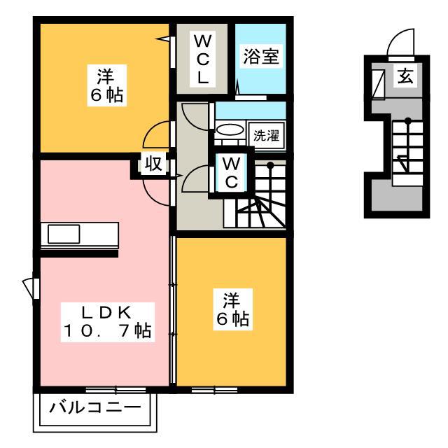 プリマヴェーラ II(2LDK/2階)の間取り写真