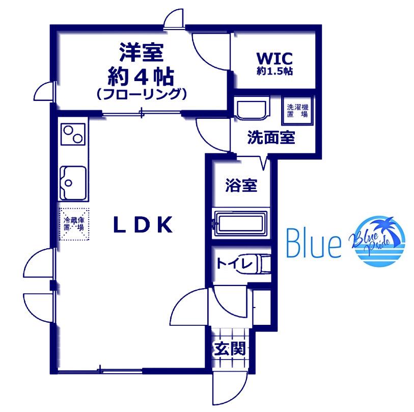 ユーオディアB棟(1LDK/1階)の間取り写真