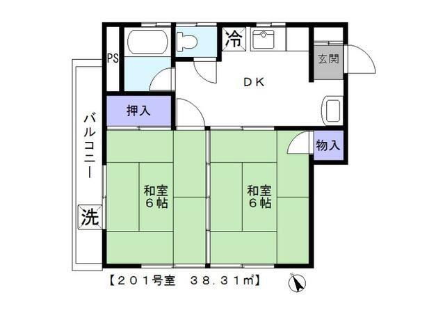 たちばなマンション(2DK/2階)の間取り写真