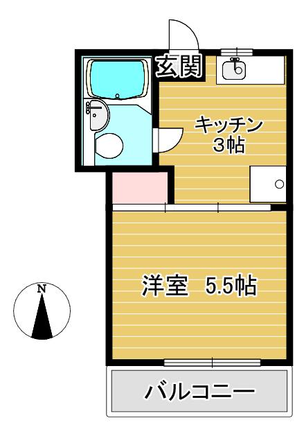 コンパルM(1K/1階)の間取り写真