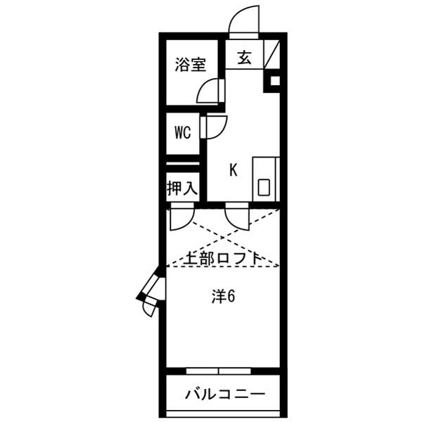 ヴィラミドリ(1K/1階)の間取り写真