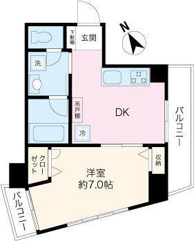 ブルーパロットアヤメ(1DK/4階)の間取り写真