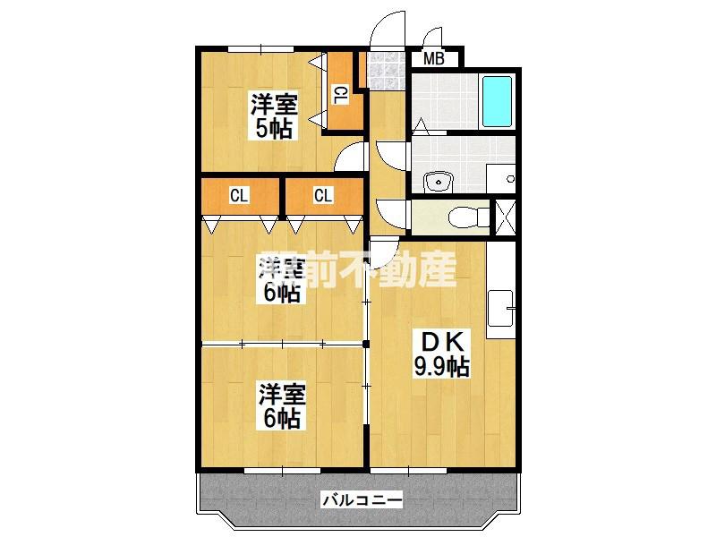 グラース蔵上弐番館(3LDK/3階)の間取り写真