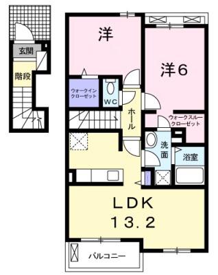 ツインウッドB(2LDK/2階)の間取り写真