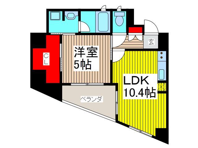 KDX川口幸町レジデンス(1LDK/4階)の間取り写真