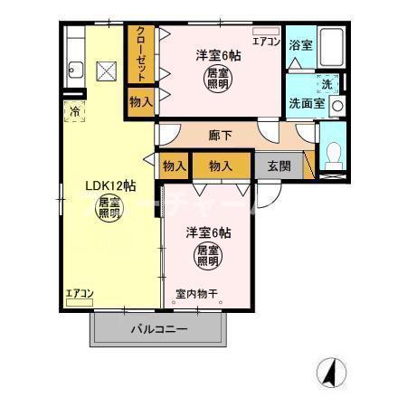 JR常磐線 赤塚駅 徒歩92分 2階建 築21年(2LDK/1階)の間取り写真