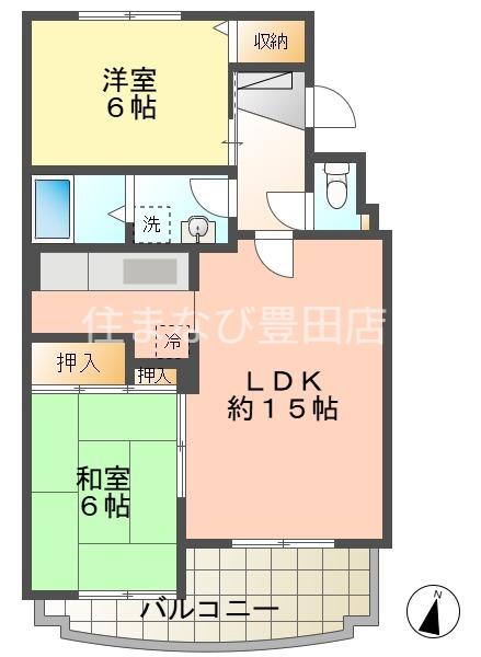 クレスト白鳥(2LDK/2階)の間取り写真