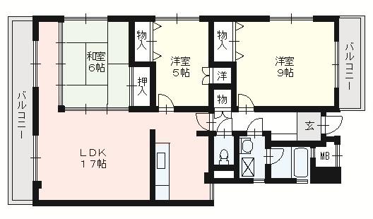 グランフォルム平尾山荘(3LDK/4階)の間取り写真