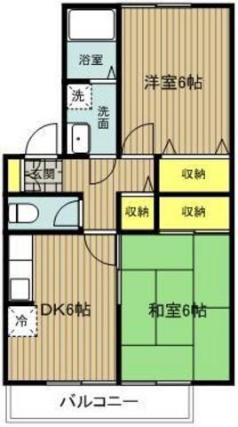 ハイツ ユーセブン(2DK/1階)の間取り写真