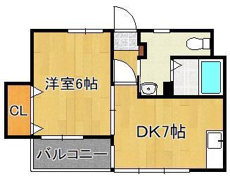 オーシャンテラス夏井ヶ浜(1DK/1階)の間取り写真