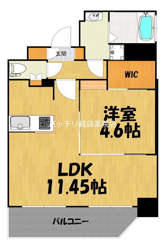 ネストピア薬院東(1LDK/8階)の間取り写真