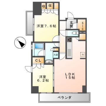 プライムメゾン高見(2LDK/10階)の間取り写真