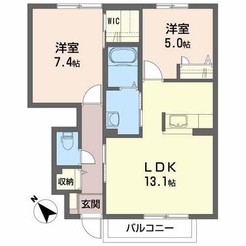 シャーメゾンサニーサイド(2LDK/1階)の間取り写真