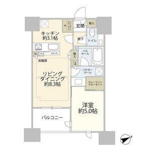 シティハウス四谷津の守坂(1LDK/12階)の間取り写真