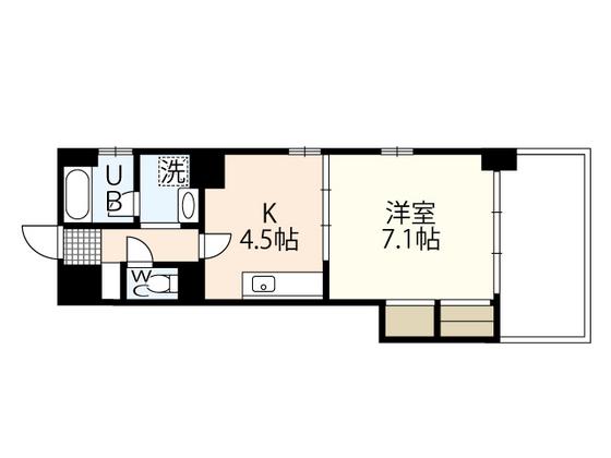 第10寺前ビル(1DK/6階)の間取り写真