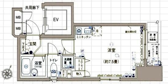 アクティア神田岩本町(1K/5階)の間取り写真