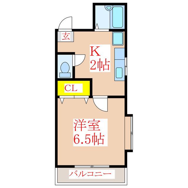 ドリームSUN(1K/2階)の間取り写真