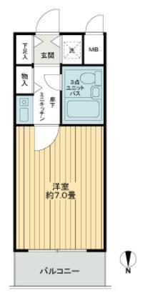 ライオンズマンションお花茶屋駅前通(1K/4階)の間取り写真
