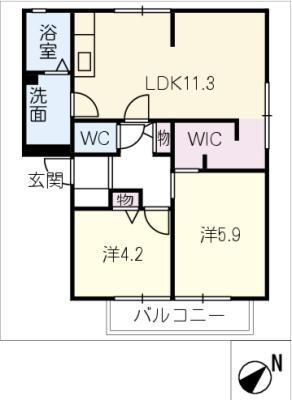 ディアスNODA(2LDK/1階)の間取り写真