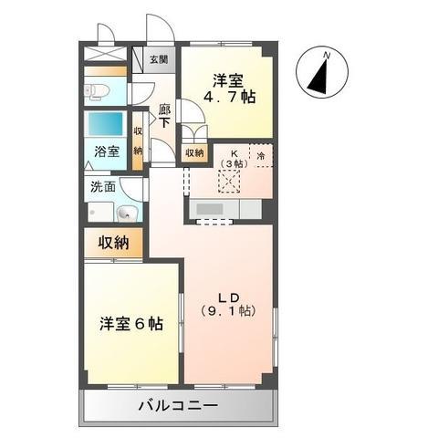 パールハイツ蘇我I(2LDK/1階)の間取り写真
