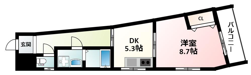 KAMITANI III BLD(1DK/5階)の間取り写真