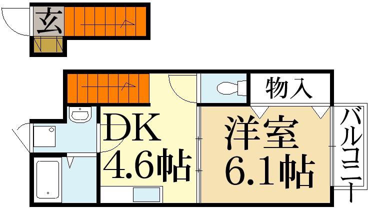 メゾンアジュール(1DK/2階)の間取り写真