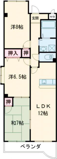 カーサ長良パーク(3LDK/1階)の間取り写真