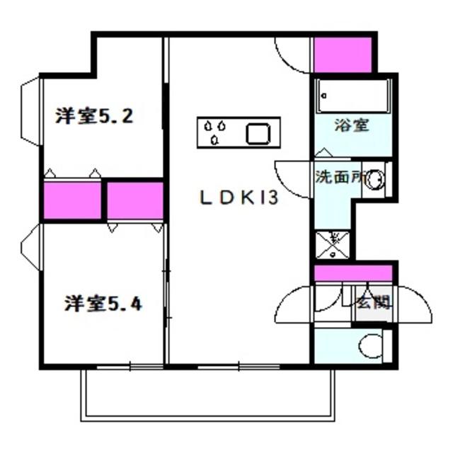 WOB京橋(2LDK/13階)の間取り写真