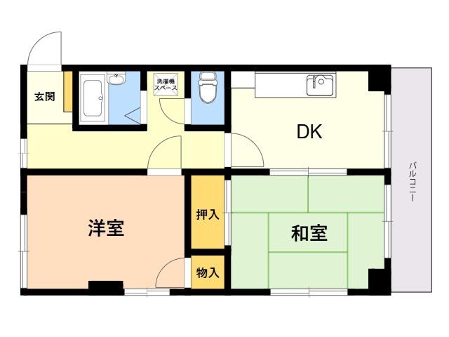 アールズプレイス二日市(2DK/6階)の間取り写真