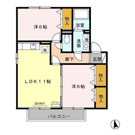 ルミエール(2LDK/2階)の間取り写真