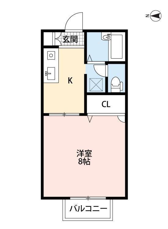 リヴェール麗峰(1K/2階)の間取り写真