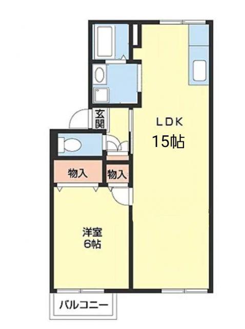 プレミール高松(1LDK/2階)の間取り写真