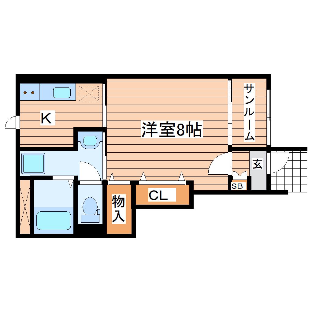 サン ハピネス(1K/1階)の間取り写真