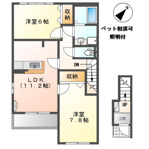 KUKUNA(2LDK/2階)の間取り写真