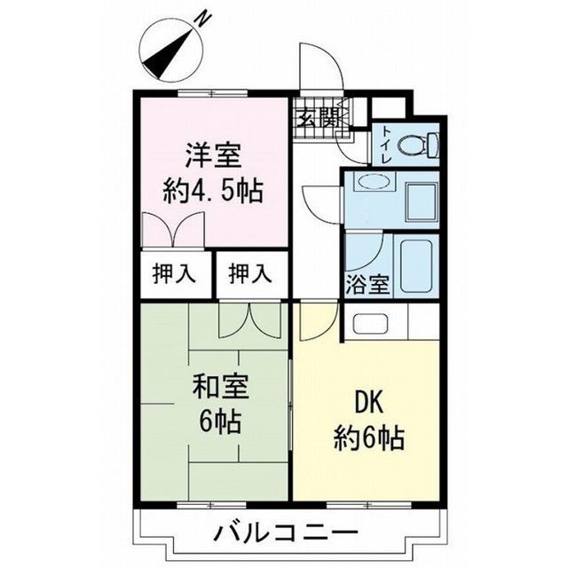 山之井プラザ(2DK/1階)の間取り写真