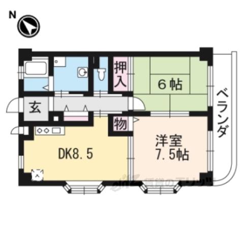 フルーレ伊勢Ⅱ(2DK/2階)の間取り写真
