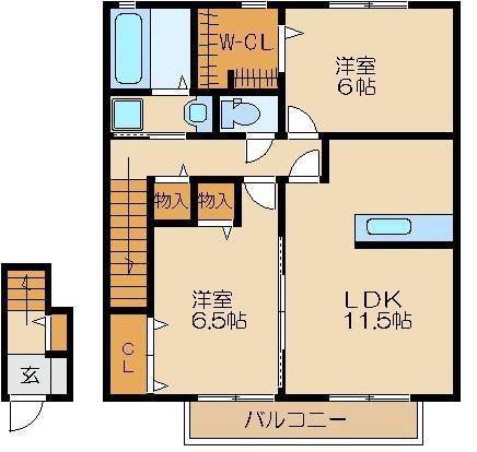 プランドールA棟(2LDK/2階)の間取り写真
