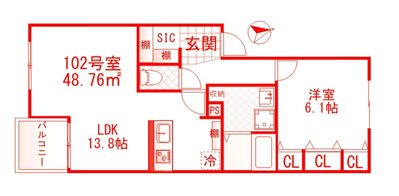 ヴィラージュ戸塚I(1LDK/1階)の間取り写真