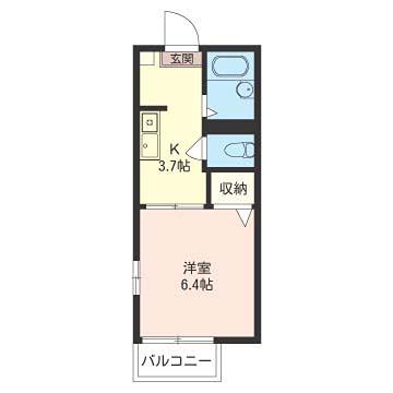 ハーフバレー(1K/2階)の間取り写真
