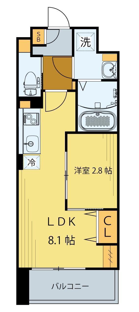 シェルグランデ原町本通(1LDK/4階)の間取り写真