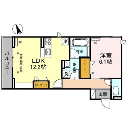 TORISIAS 今泉3丁目(1LDK/3階)の間取り写真