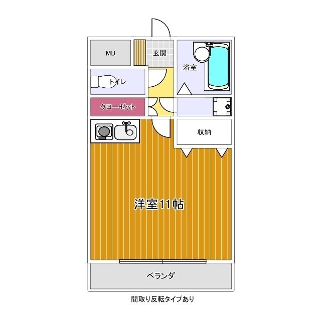 クリスタル甲府善光寺(ワンルーム/3階)の間取り写真