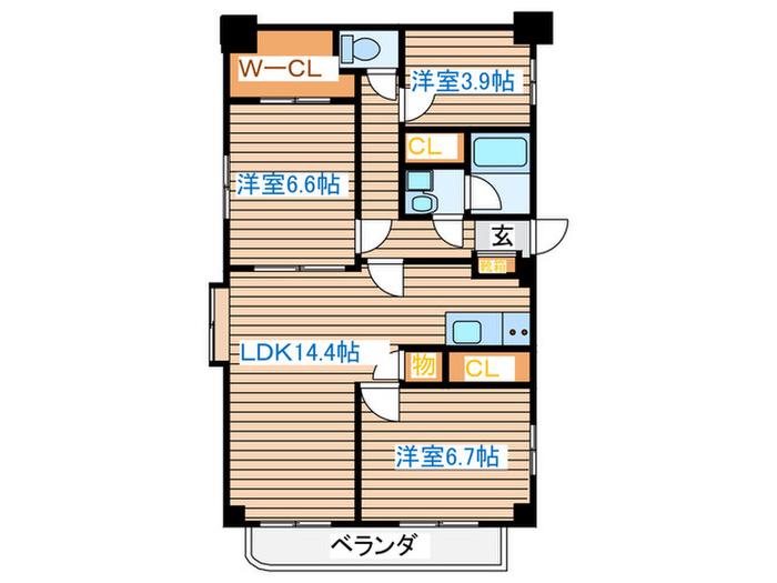 ベルブラン船岡(3LDK/2階)の間取り写真