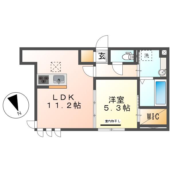セイル倉敷(1LDK/1階)の間取り写真