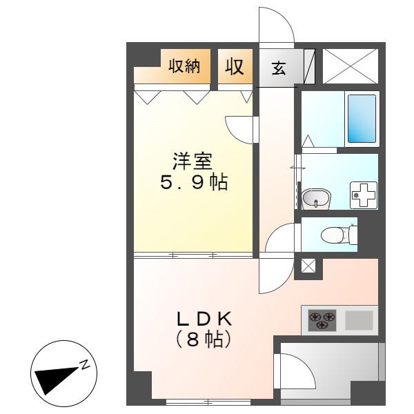 アーバンラックス今池(1LDK/4階)の間取り写真