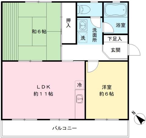 メイゾンクレーユ多摩(2LDK/3階)の間取り写真