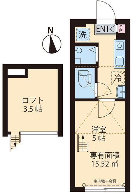 プチハウス2(1K/2階)の間取り写真