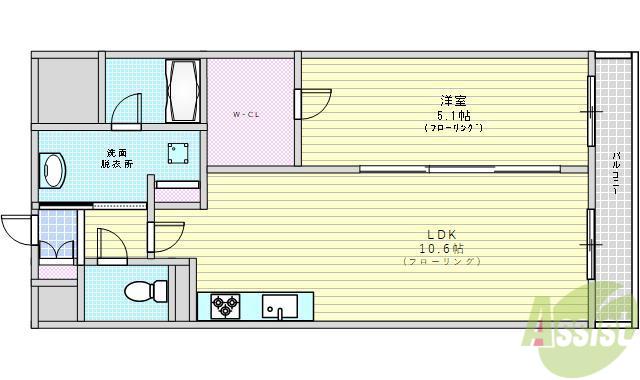 CASA VERDE (1LDK/2階)の間取り写真