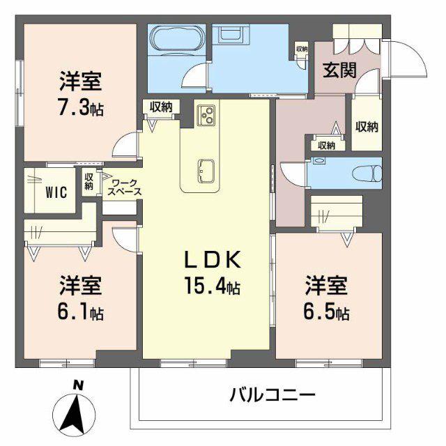 シャーメゾンステージ筑摩(3LDK/2階)の間取り写真